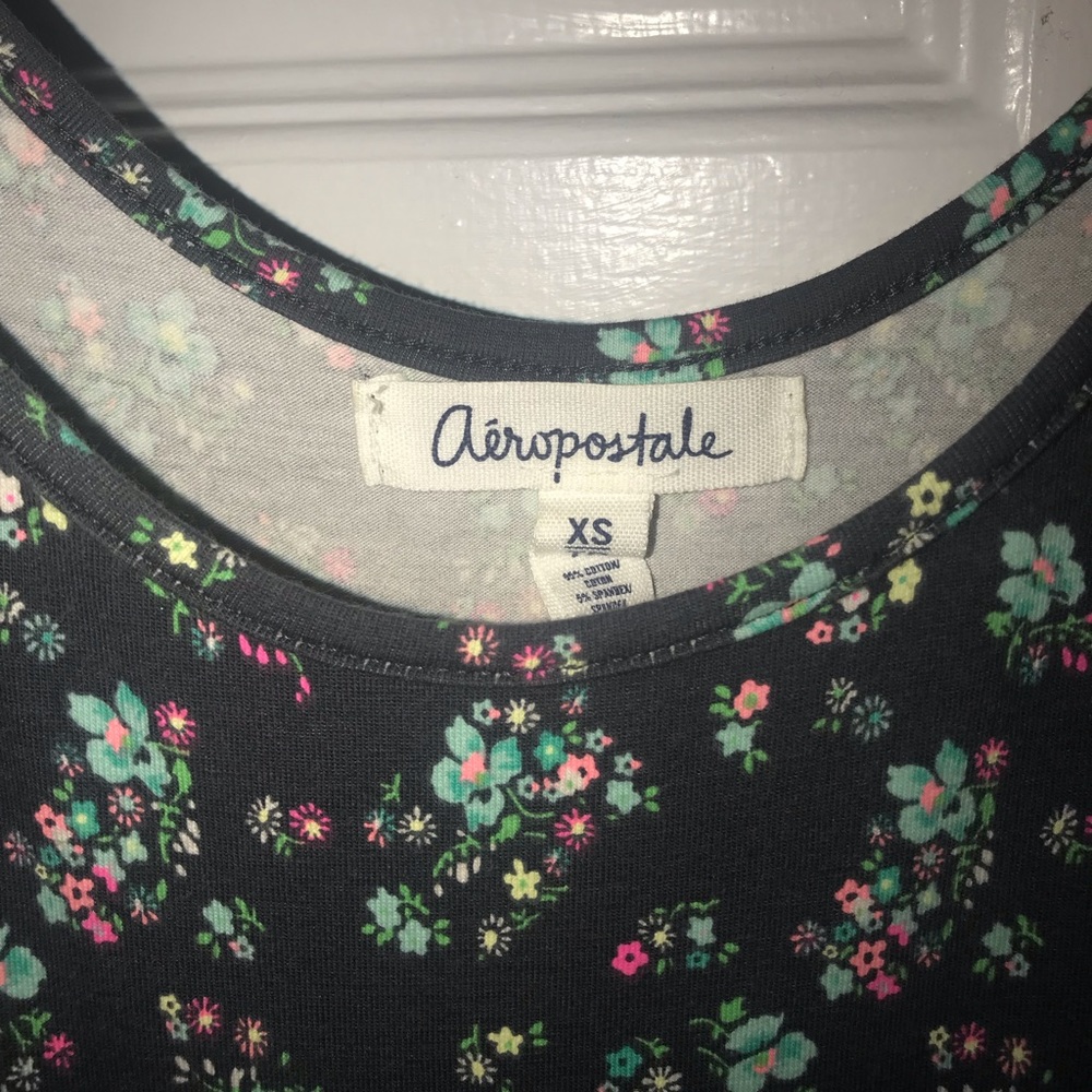 Navy Blue Flowered Skater Dress - Picture 2 of 2